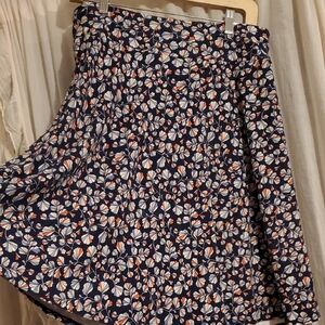 Talbots Navy Floral A-Line Skirt